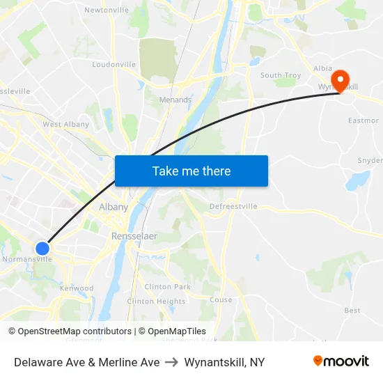Delaware Ave & Merline Ave to Wynantskill, NY map