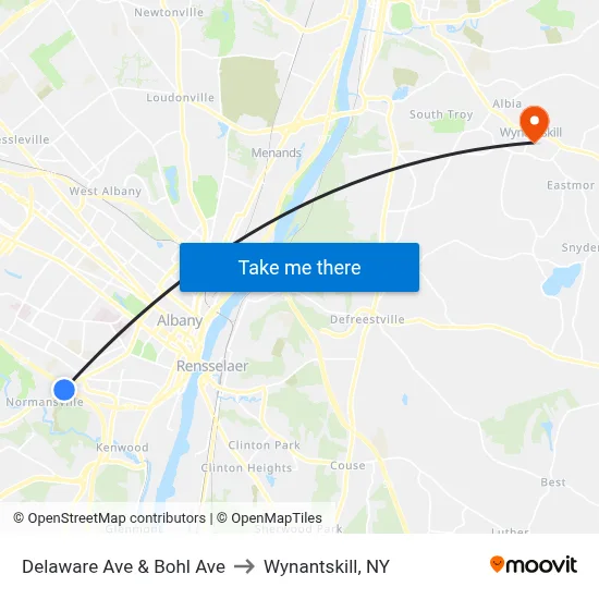 Delaware Ave & Bohl Ave to Wynantskill, NY map