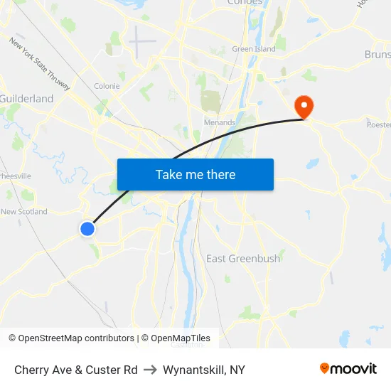 Cherry Ave & Custer Rd to Wynantskill, NY map