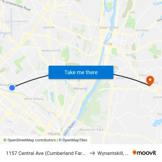 1157 Central Ave (Cumberland Farms) to Wynantskill, NY map