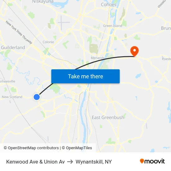 Kenwood Ave & Union Av to Wynantskill, NY map