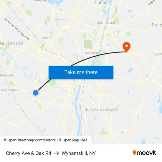 Cherry Ave & Oak Rd to Wynantskill, NY map