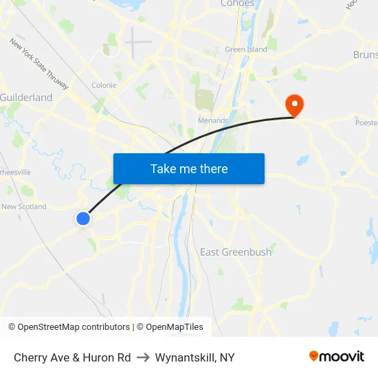 Cherry Ave & Huron Rd to Wynantskill, NY map