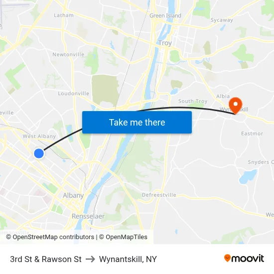 3rd St & Rawson St to Wynantskill, NY map