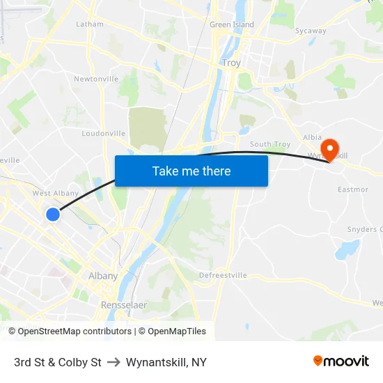 3rd St & Colby St to Wynantskill, NY map