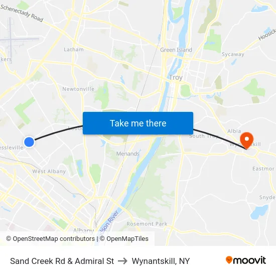 Sand Creek Rd & Admiral St to Wynantskill, NY map