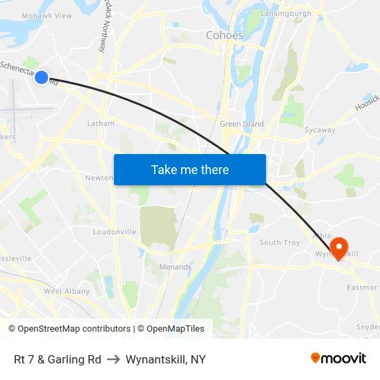 Rt 7 & Garling Rd to Wynantskill, NY map
