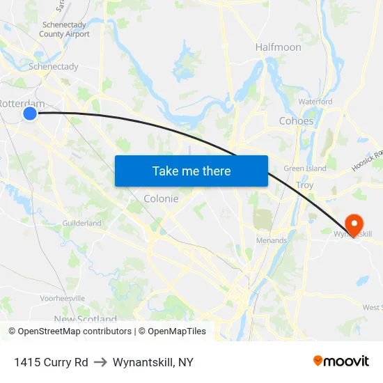 1415 Curry Rd to Wynantskill, NY map