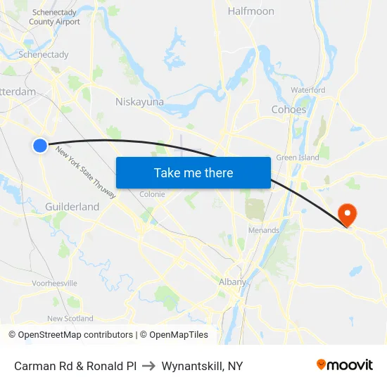 Carman Rd & Ronald Pl to Wynantskill, NY map