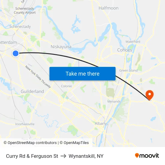 Curry Rd & Ferguson St to Wynantskill, NY map