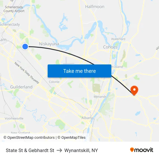 State St & Gebhardt St to Wynantskill, NY map