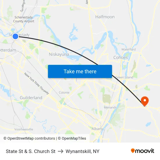 State St & S. Church St to Wynantskill, NY map