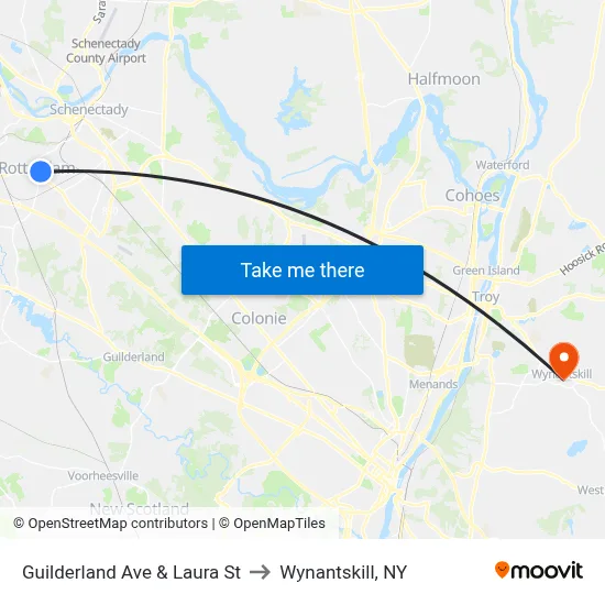 Guilderland Ave & Laura St to Wynantskill, NY map