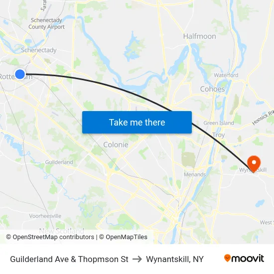 Guilderland Ave & Thopmson St to Wynantskill, NY map