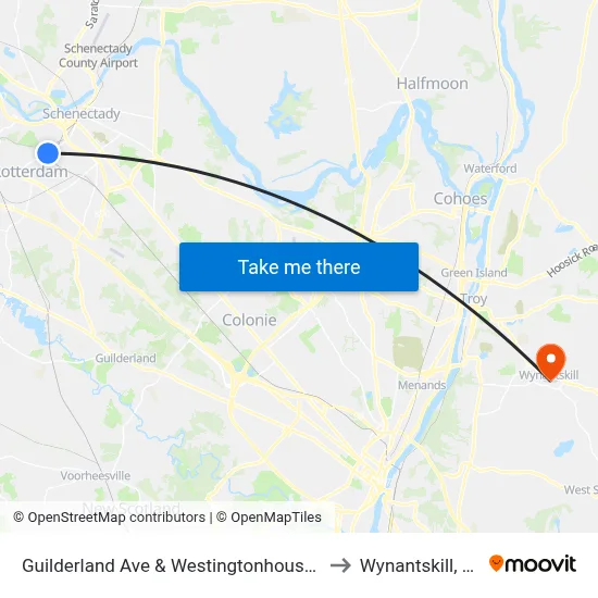 Guilderland Ave & Westingtonhouse Pl to Wynantskill, NY map