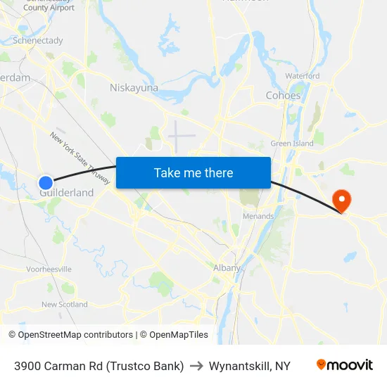 3900 Carman Rd (Trustco Bank) to Wynantskill, NY map