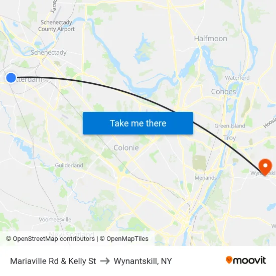 Mariaville Rd & Kelly St to Wynantskill, NY map