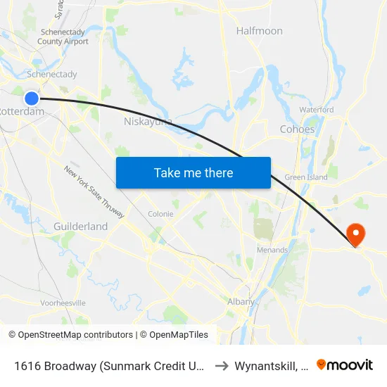 1616 Broadway (Sunmark Credit Union) to Wynantskill, NY map