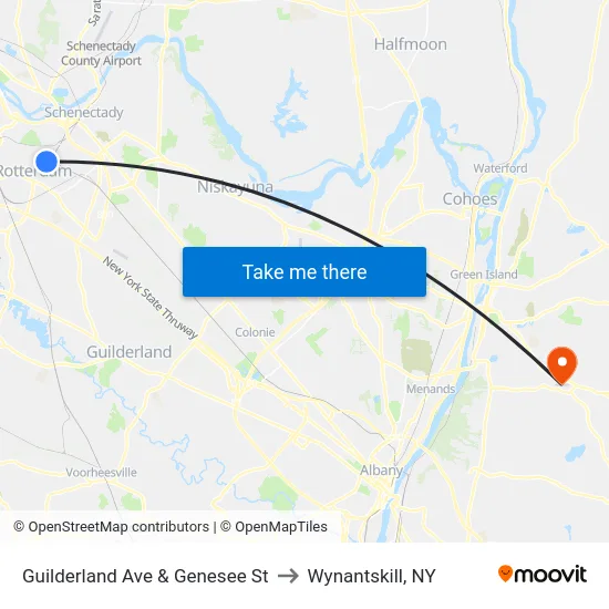 Guilderland Ave & Genesee St to Wynantskill, NY map