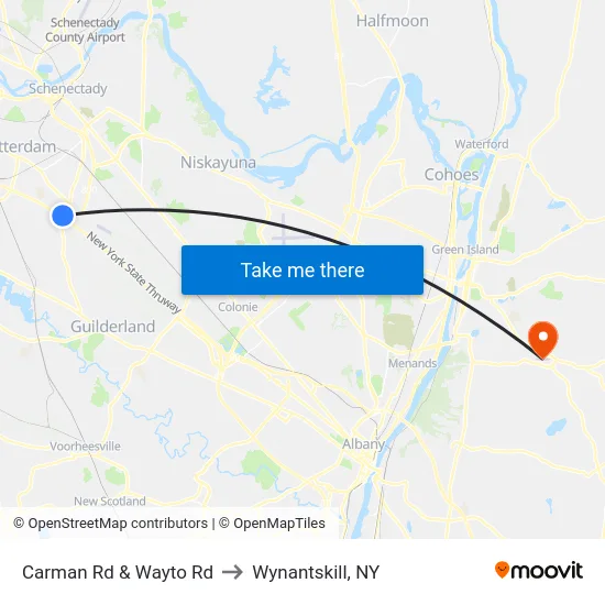 Carman Rd & Wayto Rd to Wynantskill, NY map