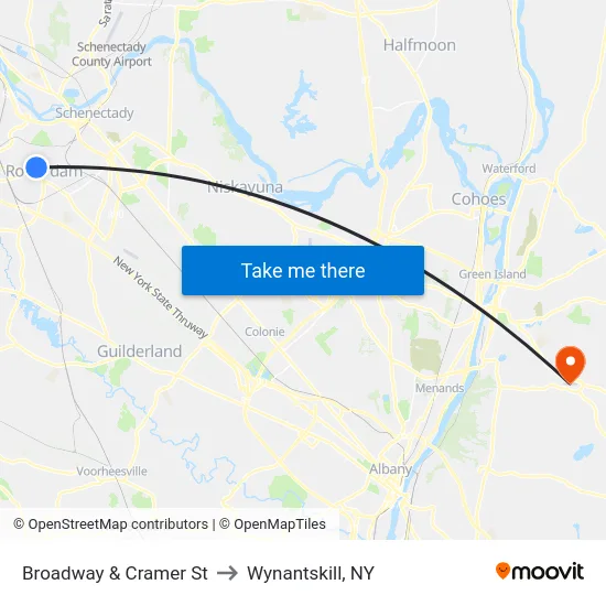 Broadway & Cramer St to Wynantskill, NY map