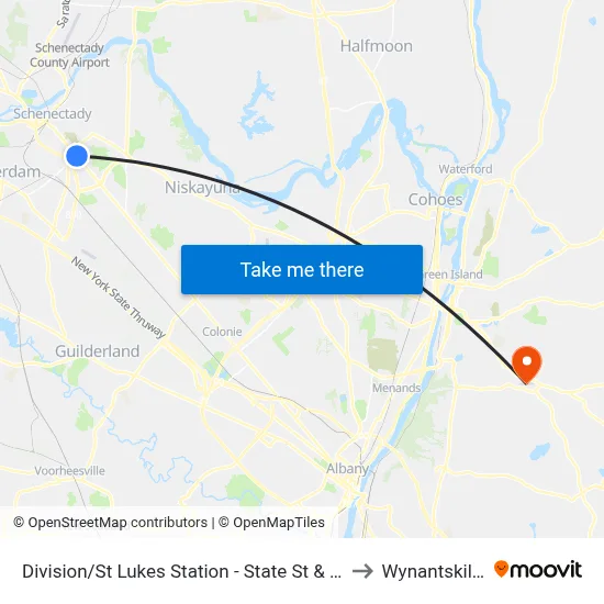 Division/St Lukes Station - State St & Division St to Wynantskill, NY map