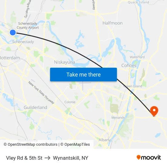 Vley Rd & 5th St to Wynantskill, NY map
