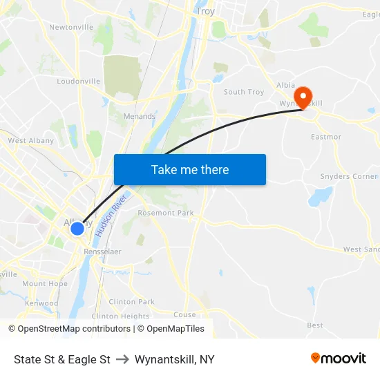 State St & Eagle St to Wynantskill, NY map