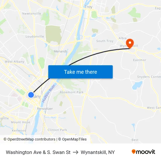 Washington Ave & S. Swan St to Wynantskill, NY map