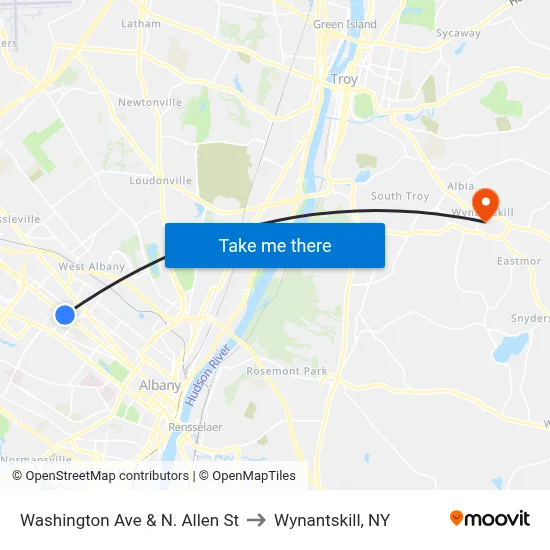 Washington Ave & N. Allen St to Wynantskill, NY map