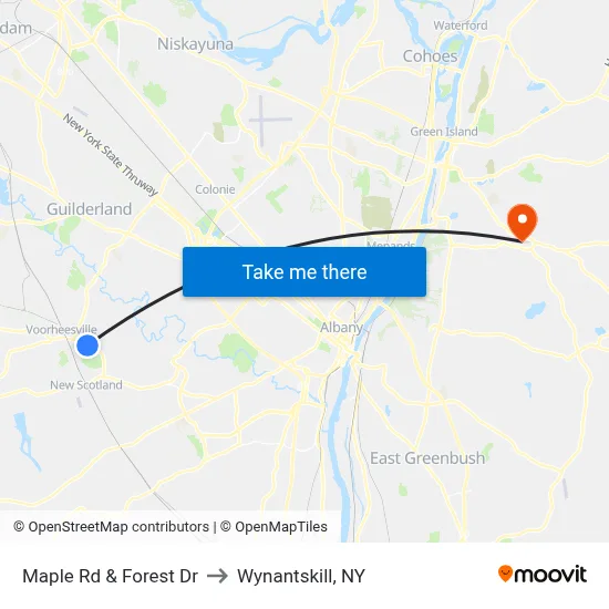 Maple Rd & Forest Dr to Wynantskill, NY map