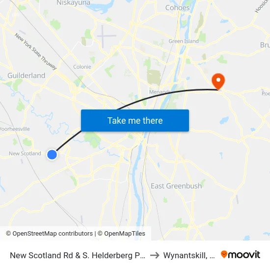 New Scotland Rd & S. Helderberg Pkwy to Wynantskill, NY map