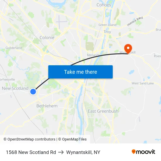 1568 New Scotland Rd to Wynantskill, NY map