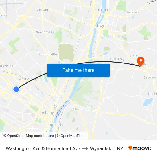 Washington Ave & Homestead Ave to Wynantskill, NY map