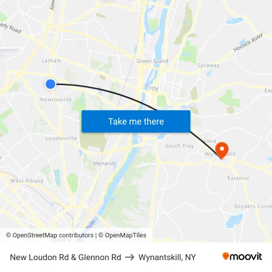 New Loudon Rd & Glennon Rd to Wynantskill, NY map