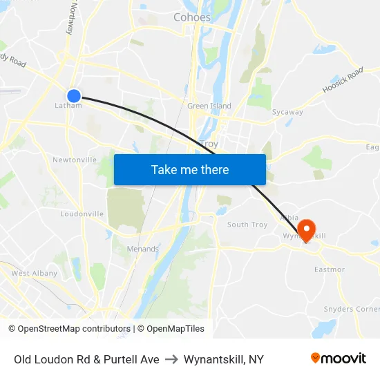Old Loudon Rd & Purtell Ave to Wynantskill, NY map