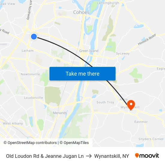 Old Loudon Rd & Jeanne Jugan Ln to Wynantskill, NY map
