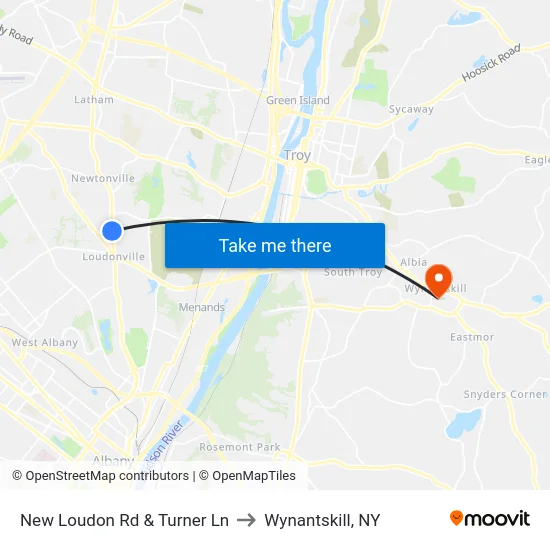 New Loudon Rd & Turner Ln to Wynantskill, NY map