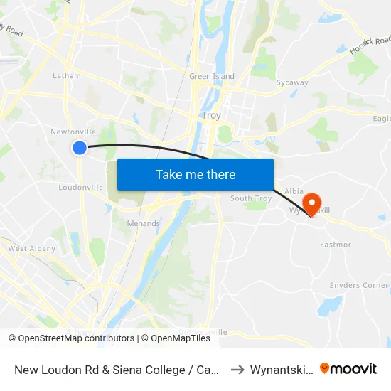 New Loudon Rd & Siena College / Campus View Dr to Wynantskill, NY map