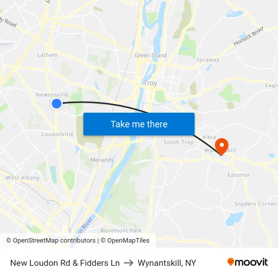 New Loudon Rd & Fidders Ln to Wynantskill, NY map