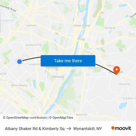 Albany Shaker Rd &  Kimberly Sq to Wynantskill, NY map