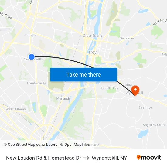 New Loudon Rd & Homestead Dr to Wynantskill, NY map