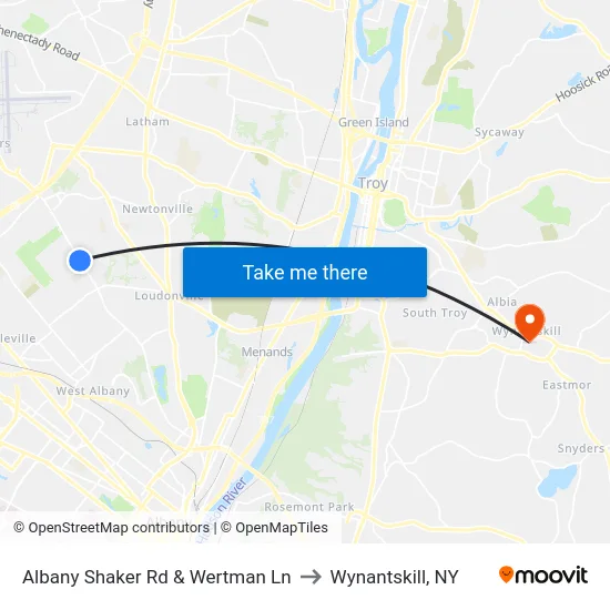 Albany Shaker Rd & Wertman Ln to Wynantskill, NY map