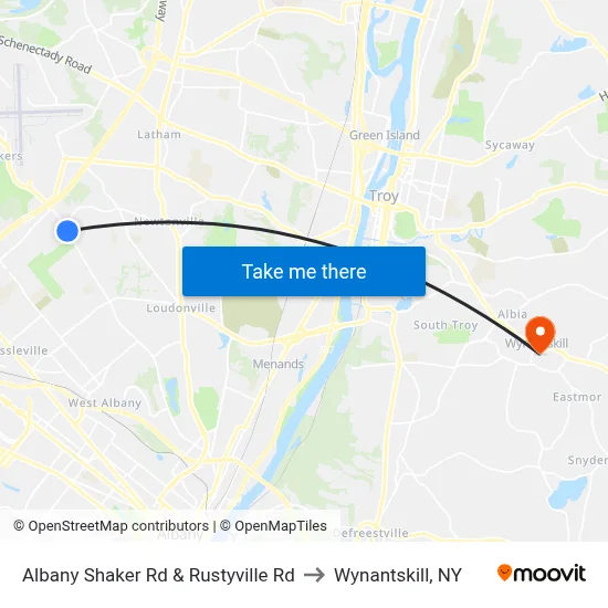 Albany Shaker Rd & Rustyville Rd to Wynantskill, NY map