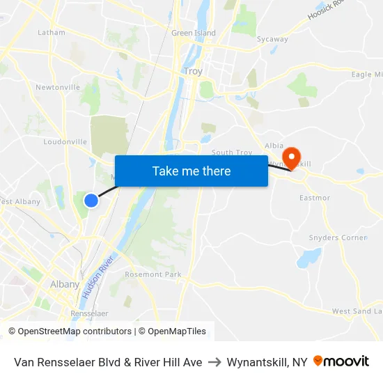Van Rensselaer Blvd & River Hill Ave to Wynantskill, NY map