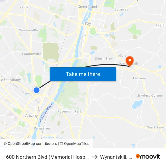 600 Northern Blvd (Memorial Hospital) to Wynantskill, NY map