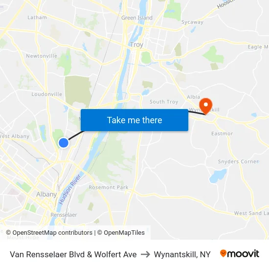 Van Rensselaer Blvd & Wolfert Ave to Wynantskill, NY map