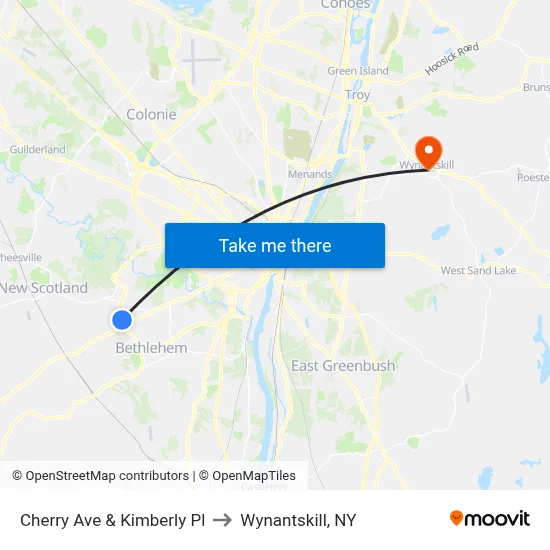 Cherry Ave & Kimberly Pl to Wynantskill, NY map