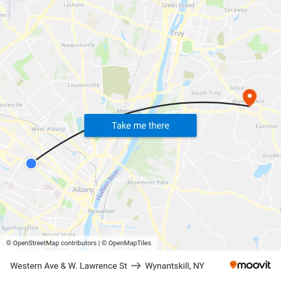 Western Ave & W. Lawrence St to Wynantskill, NY map