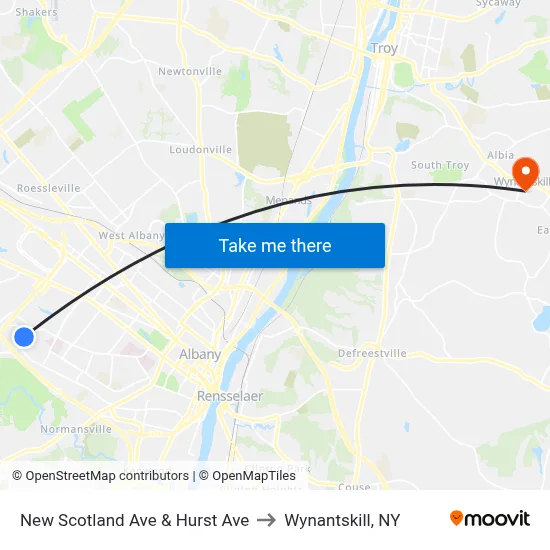 New Scotland Ave & Hurst Ave to Wynantskill, NY map
